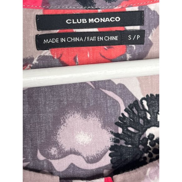 Club Monaco Tan Pink Floral Blouse Short Sleeve Women’s Size Small - Picture 8 of 13